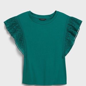 Banana republic green eyelet ruffle sleeve top
